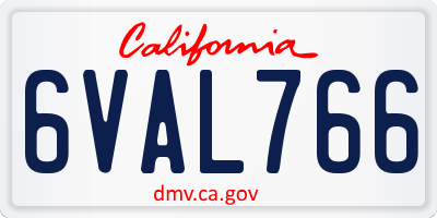 CA license plate 6VAL766
