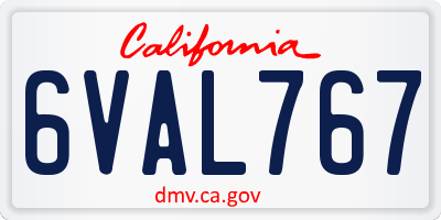 CA license plate 6VAL767