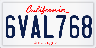 CA license plate 6VAL768