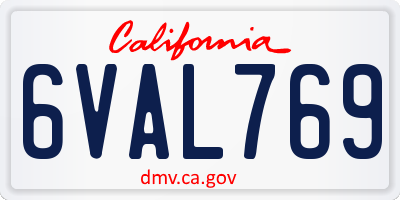CA license plate 6VAL769