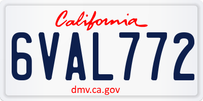 CA license plate 6VAL772