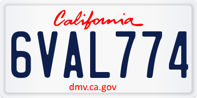 CA license plate 6VAL774