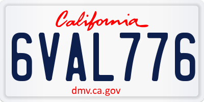 CA license plate 6VAL776