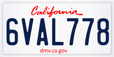 CA license plate 6VAL778