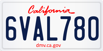 CA license plate 6VAL780