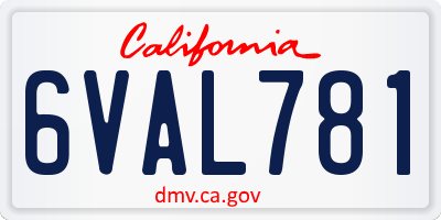 CA license plate 6VAL781
