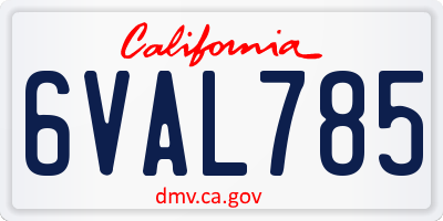 CA license plate 6VAL785