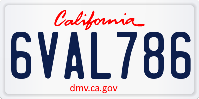 CA license plate 6VAL786