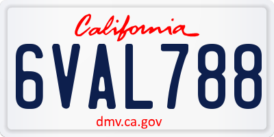 CA license plate 6VAL788