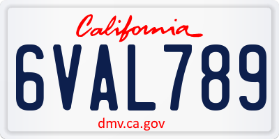 CA license plate 6VAL789