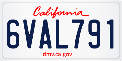 CA license plate 6VAL791
