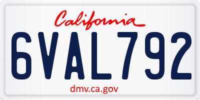 CA license plate 6VAL792