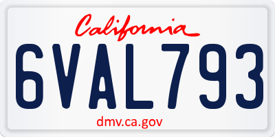 CA license plate 6VAL793