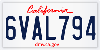 CA license plate 6VAL794