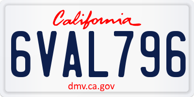 CA license plate 6VAL796