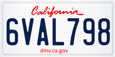 CA license plate 6VAL798