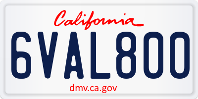 CA license plate 6VAL800