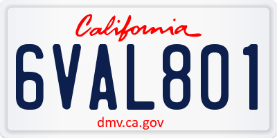 CA license plate 6VAL801