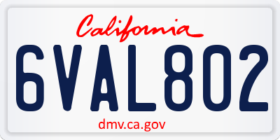 CA license plate 6VAL802