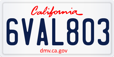 CA license plate 6VAL803