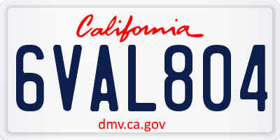 CA license plate 6VAL804