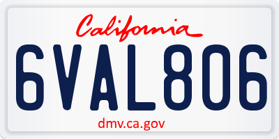 CA license plate 6VAL806