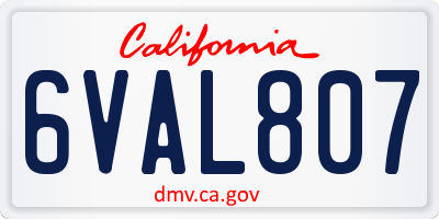 CA license plate 6VAL807