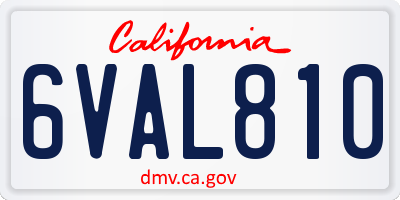 CA license plate 6VAL810