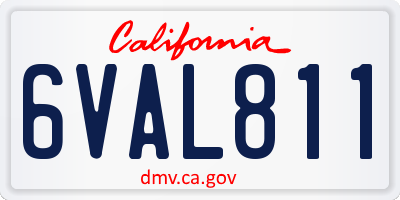 CA license plate 6VAL811