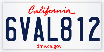 CA license plate 6VAL812