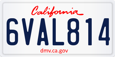 CA license plate 6VAL814