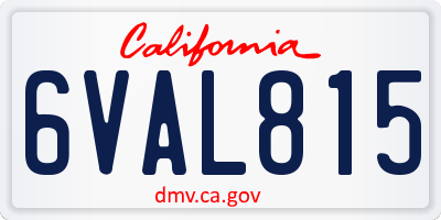 CA license plate 6VAL815
