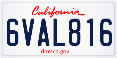 CA license plate 6VAL816