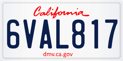 CA license plate 6VAL817