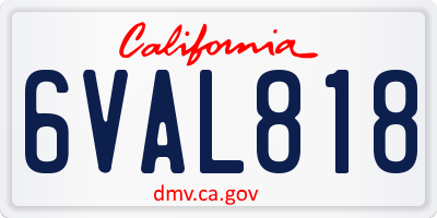 CA license plate 6VAL818