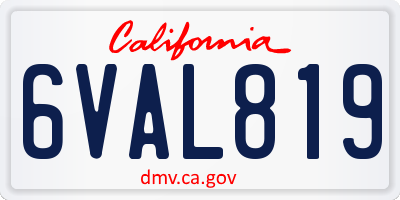 CA license plate 6VAL819