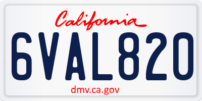 CA license plate 6VAL820