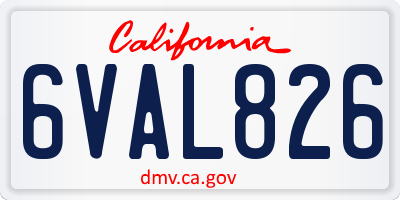 CA license plate 6VAL826