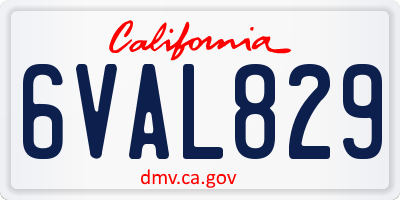 CA license plate 6VAL829