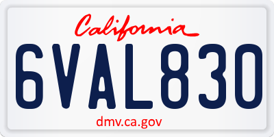 CA license plate 6VAL830