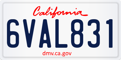 CA license plate 6VAL831
