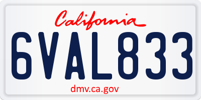 CA license plate 6VAL833