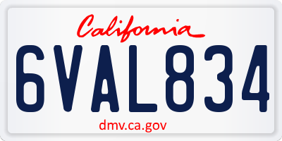 CA license plate 6VAL834