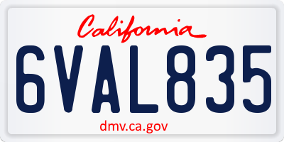 CA license plate 6VAL835