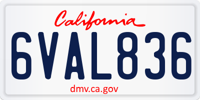 CA license plate 6VAL836