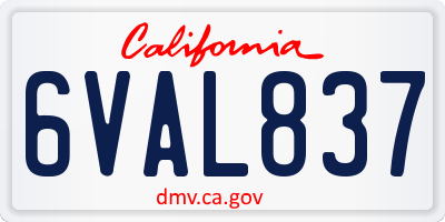 CA license plate 6VAL837