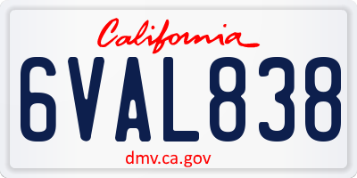 CA license plate 6VAL838