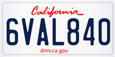 CA license plate 6VAL840
