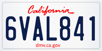 CA license plate 6VAL841