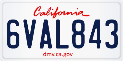 CA license plate 6VAL843
